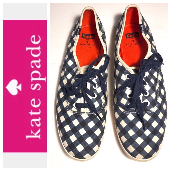 kate spade Shoes - Kate Spade Keds Navy blue gingham sneakers 11